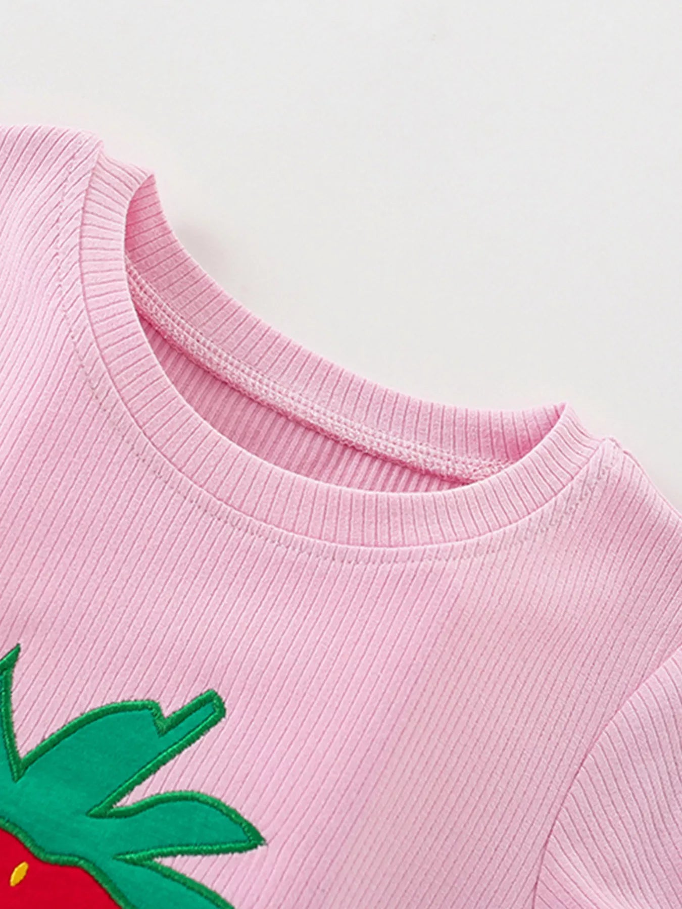 Children's Strawberry Round Neck Tee and Shorts Set