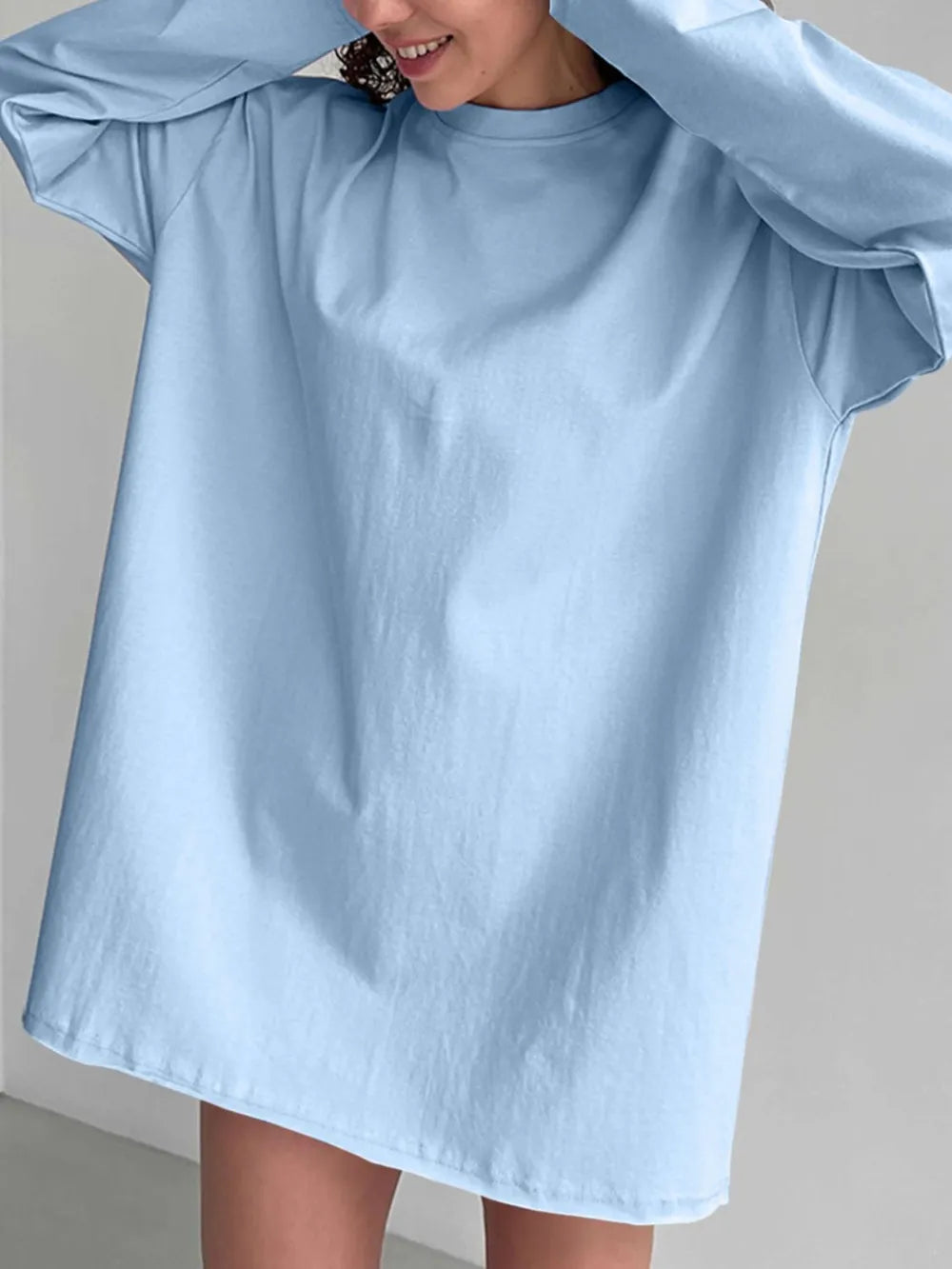 Round Neck Long Sleeve Oversized T-Shirt