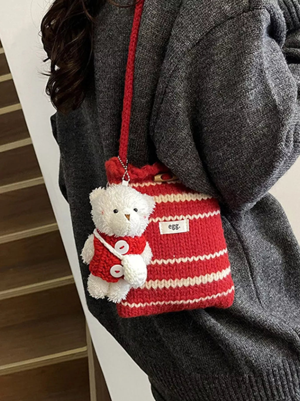 Knitted Striped Crossbody Bag