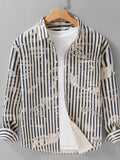 Men's Plus Size Striped Button Up Long Sleeve Shirt