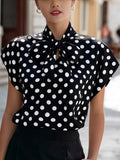 Polka Dot Tie Neck Blouse