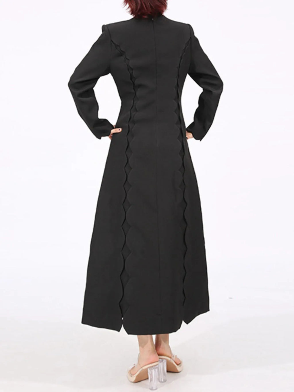 Long Sleeve Bow Front Midi Dress