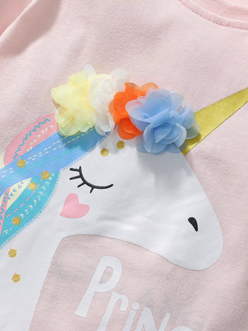 Children's Unicorn Graphic Round Neck T-Shirt