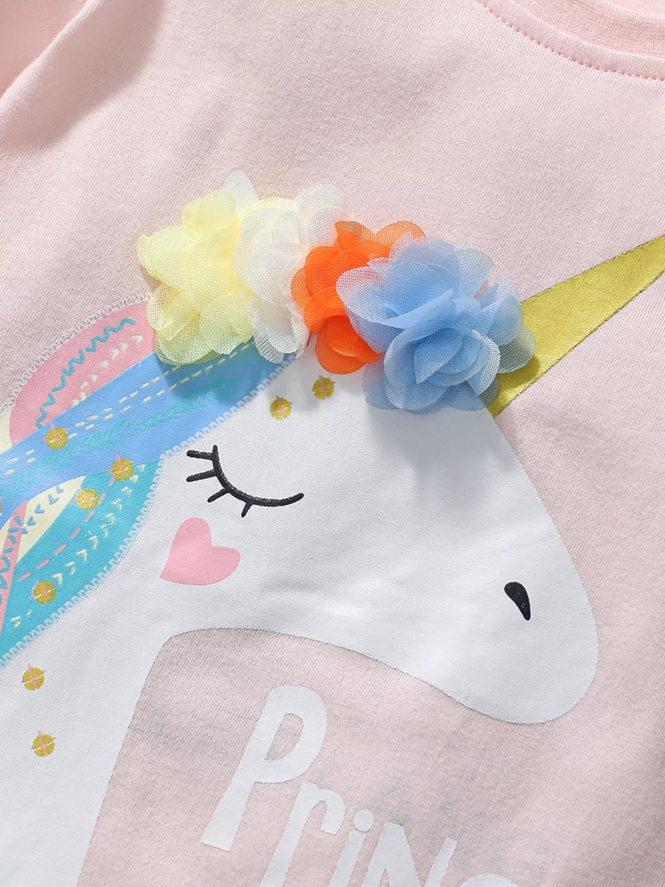 Children's Unicorn Graphic Round Neck T-Shirt