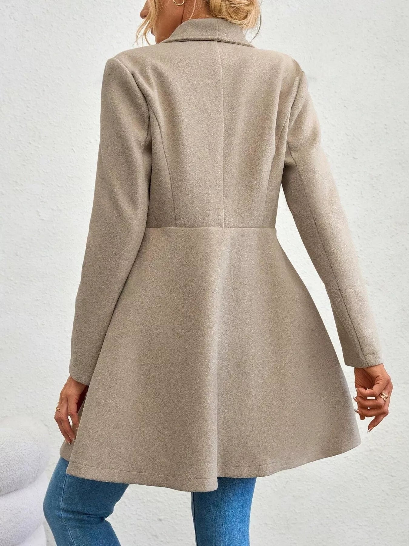 Double-Breasted Wool Blend Coat