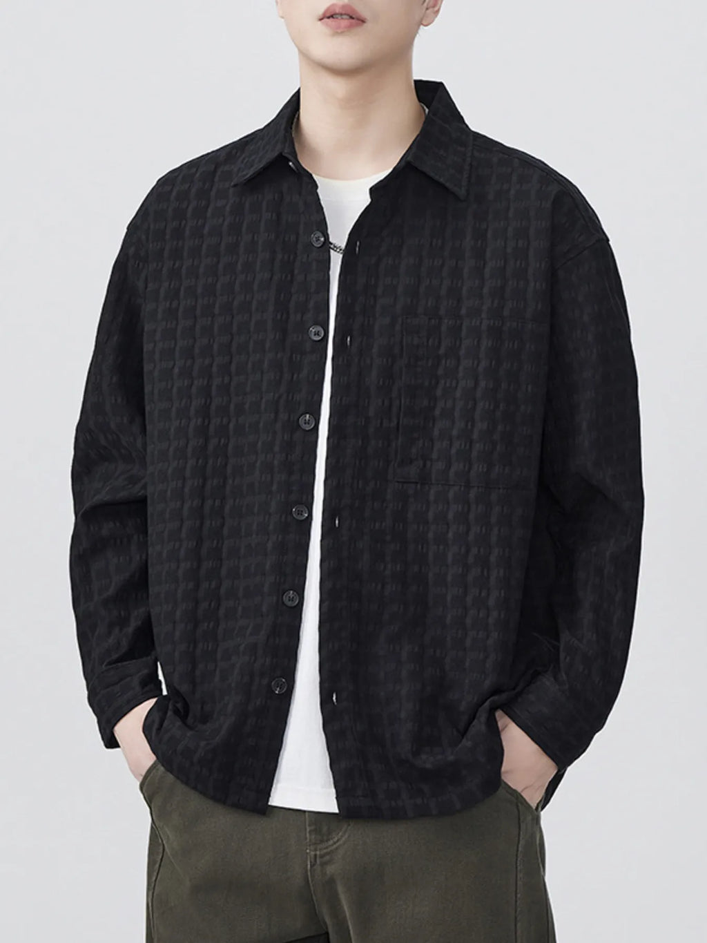 Men's Plus Size Button Up Long Sleeve Shirt
