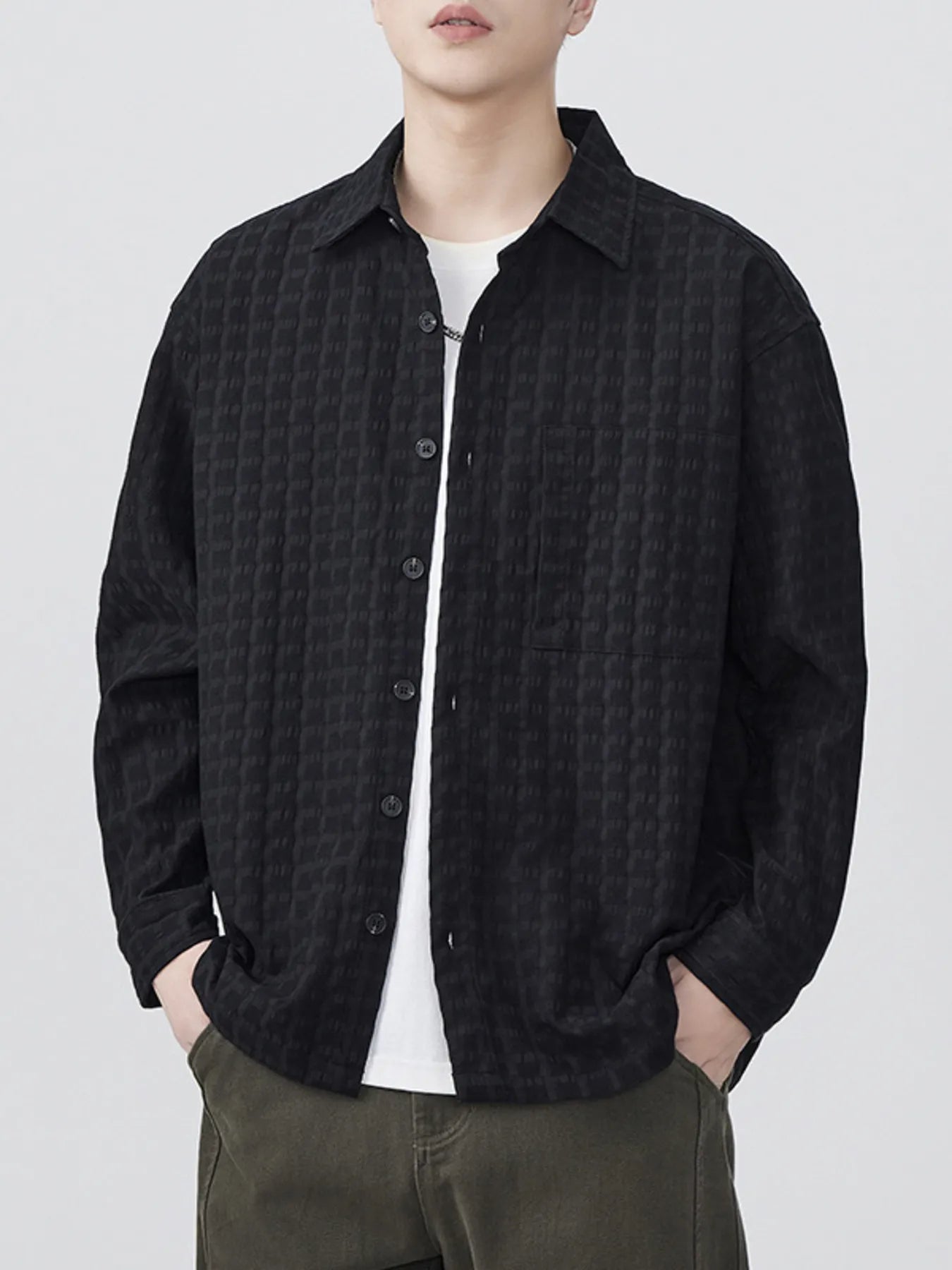 Men's Plus Size Button Up Long Sleeve Shirt