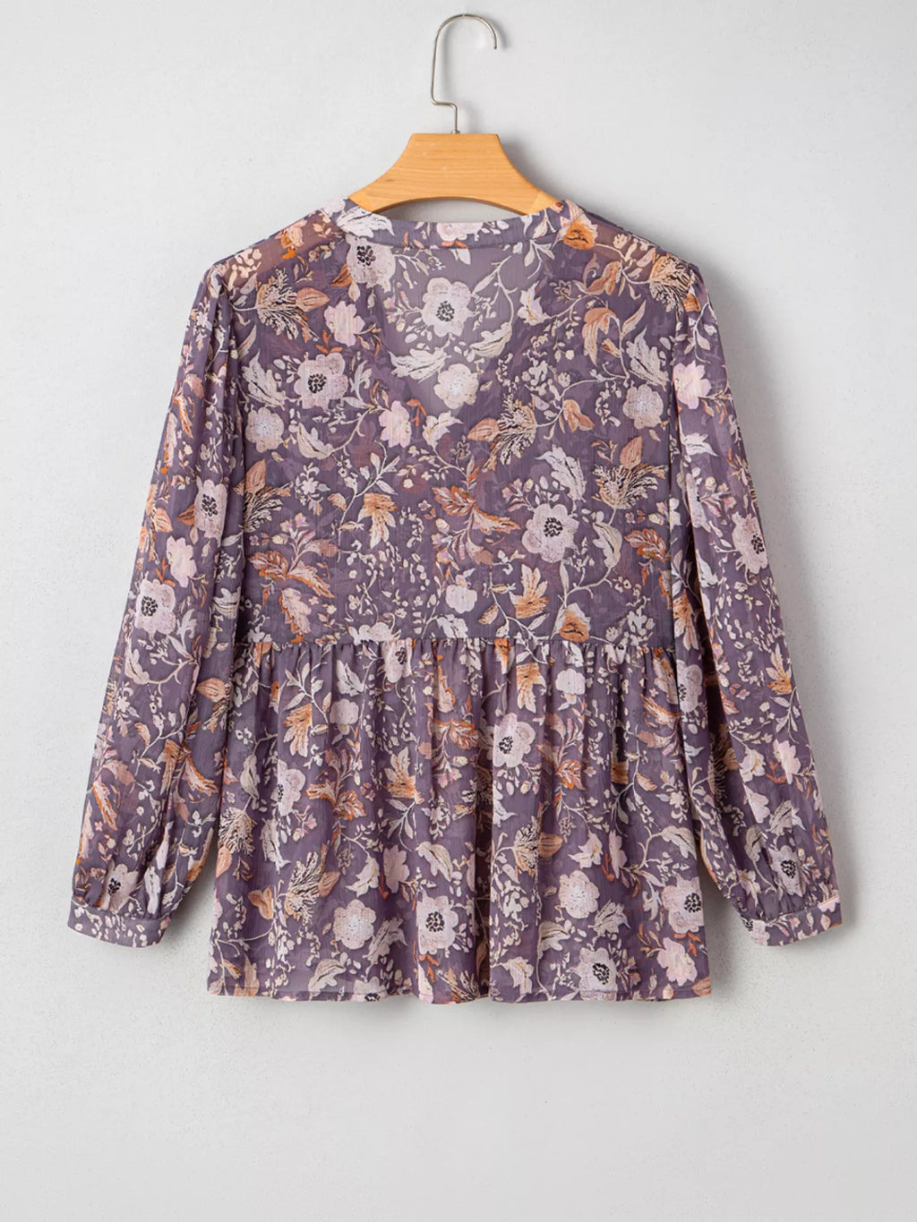 Floral Print Tie Neck Blouse
