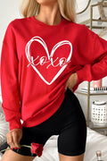 XOXO Valentines Heart Sketch Printed Pullover Sweatshirt