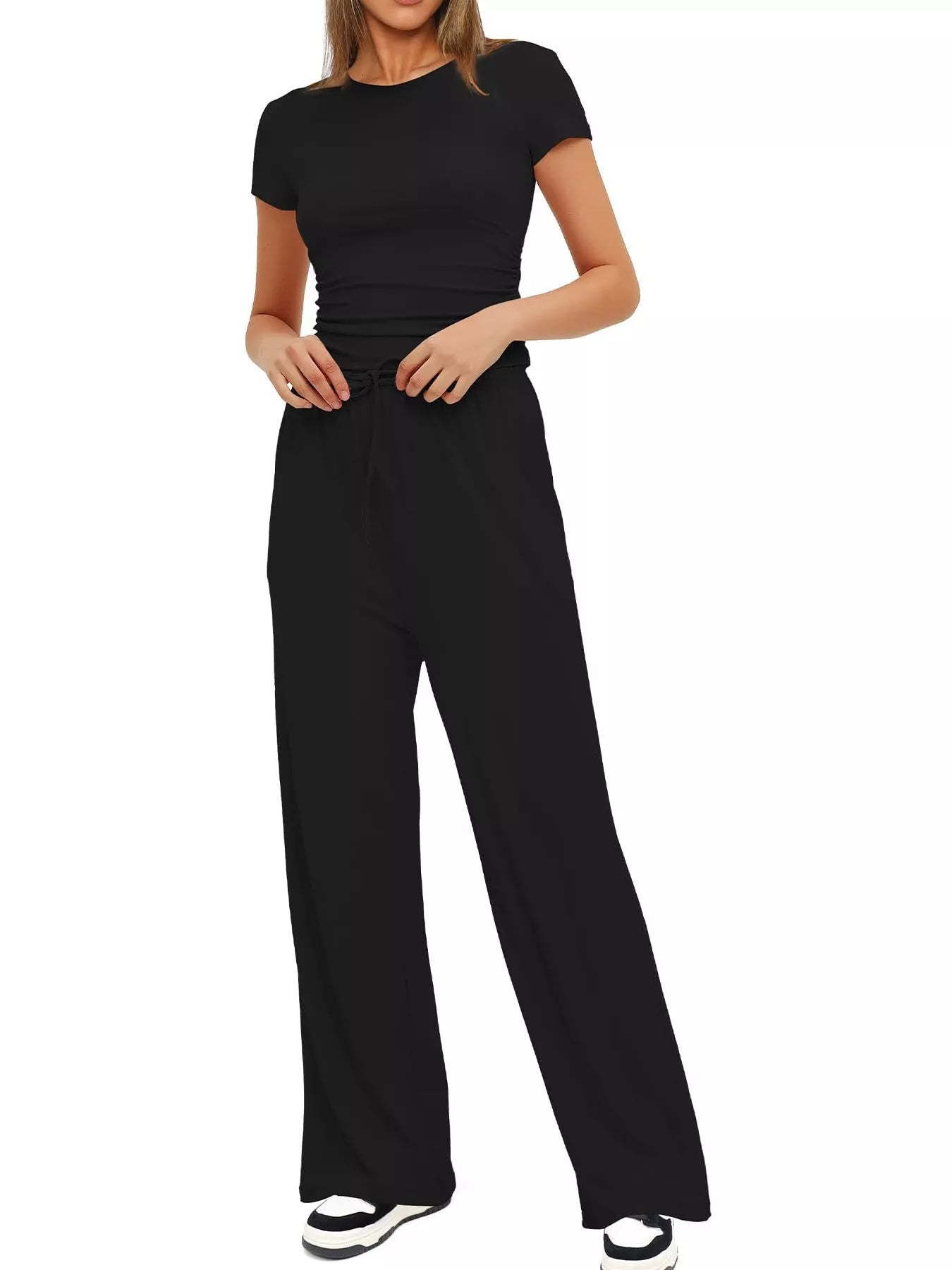 Short Sleeve Top and Drawstring Pants Set