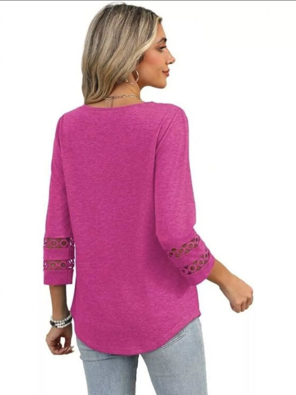Full Size V-Neck 3/4 Sleeve T-Shirt Plus Size