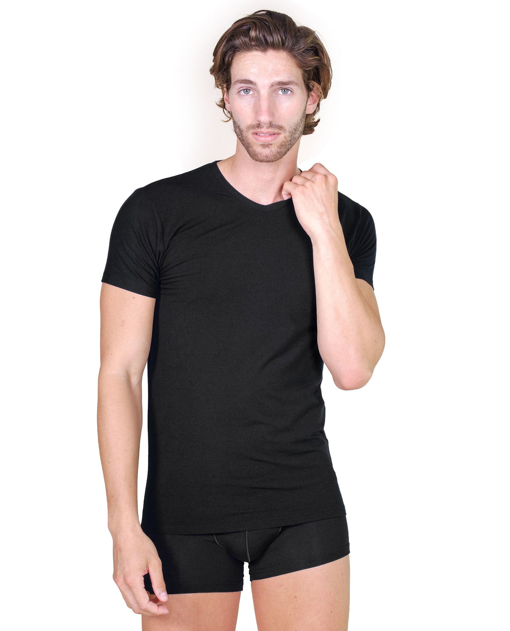 EGI Luxury Wool Silk Men's Short Sleeve T-Shirt. Proudly Made in Italy (456)