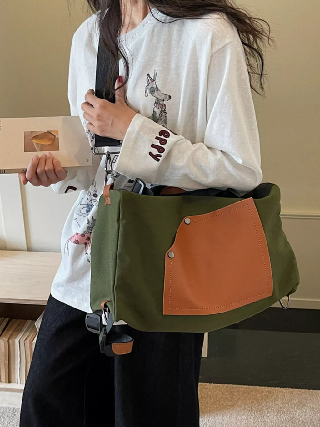 Contrast Color Crossbody Bag