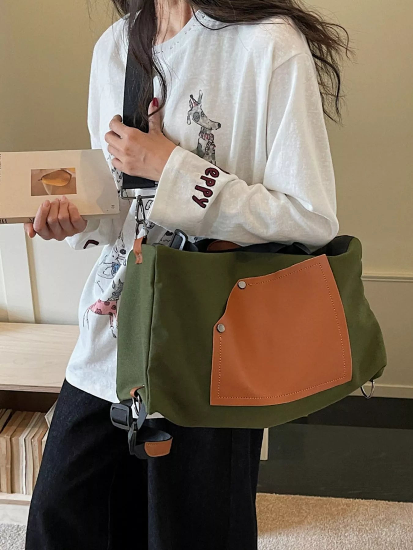 Contrast Color Crossbody Bag