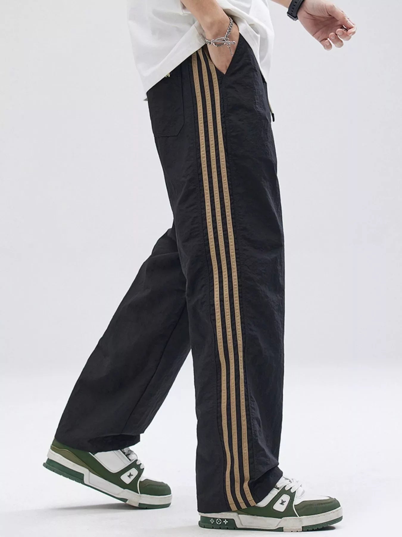 Men's Full Size Side Striped Wide Leg Pants Plus Size