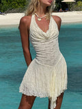 Halter Neck Asymmetrical Hem Mini Dress