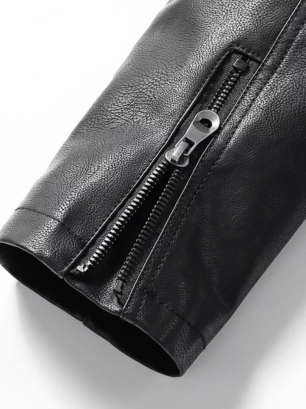 Men's Zip Up Long Sleeve Leather Jacket