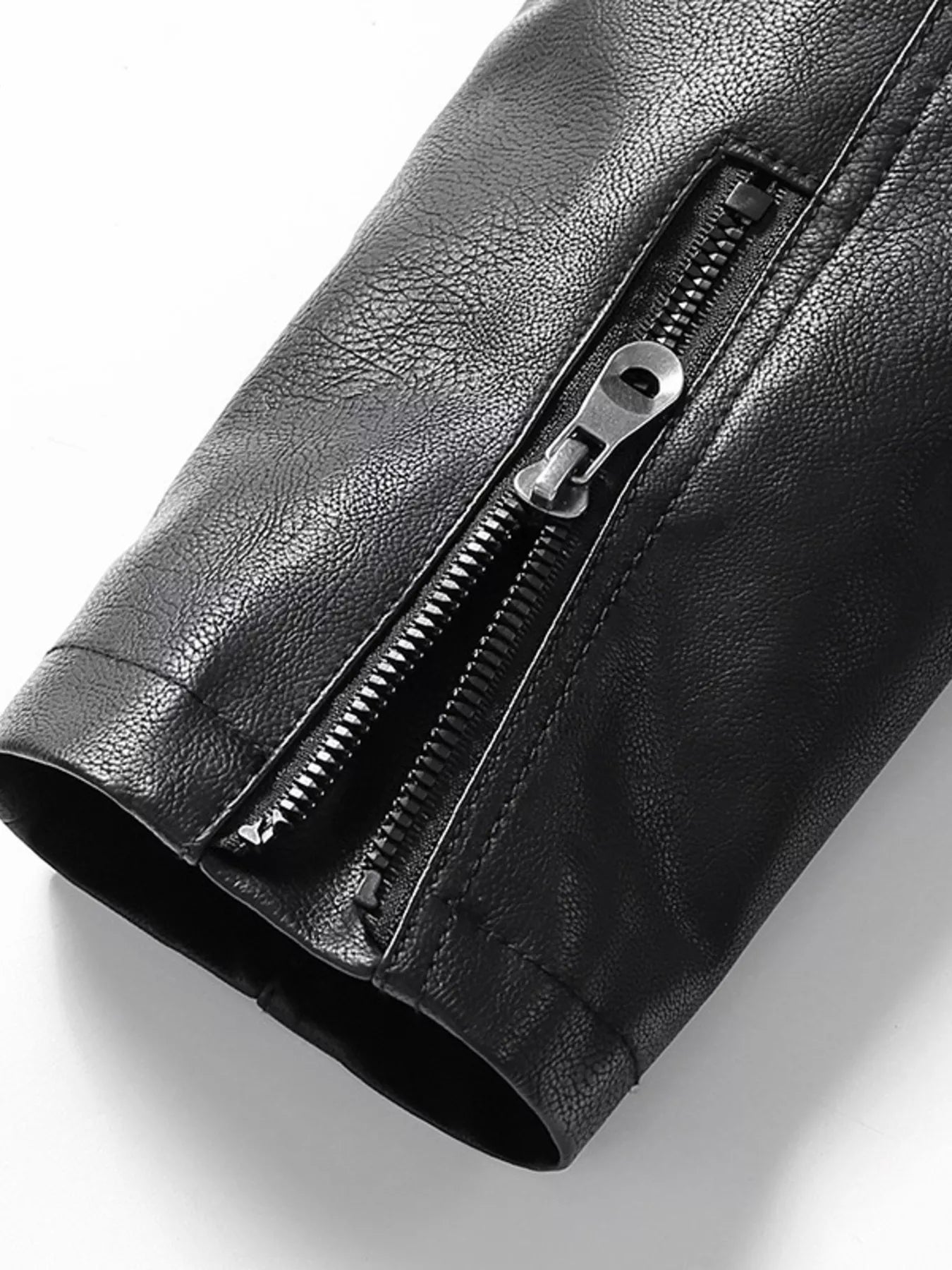 Men's Zip Up Long Sleeve Leather Jacket
