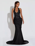 Sequin Halter Neck Maxi Dress
