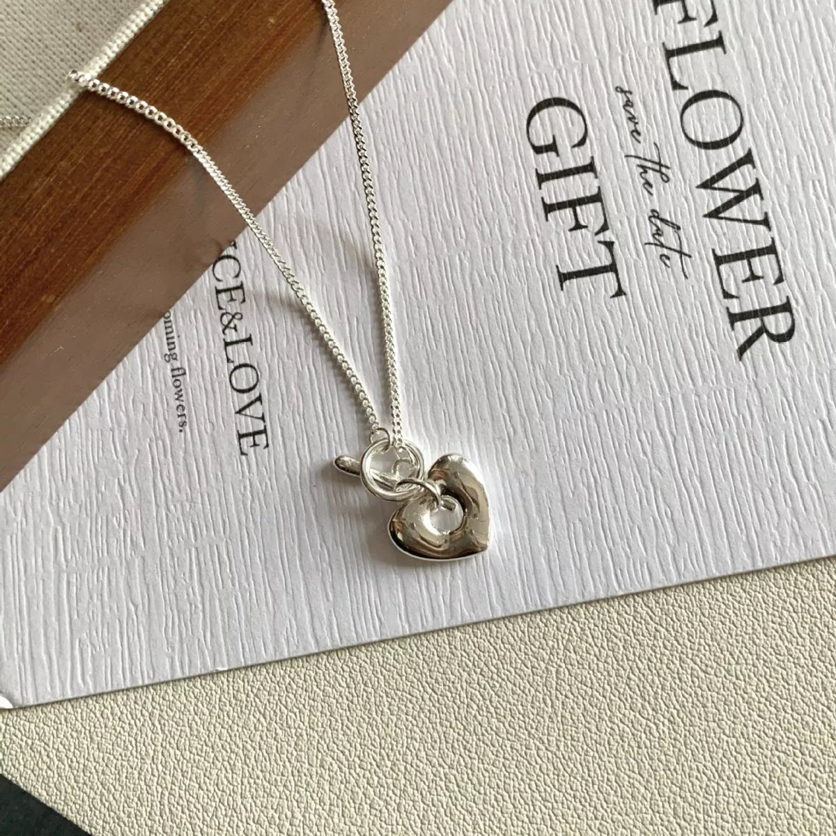 925 Sterling Silver Heart Toggle Clasp Necklace