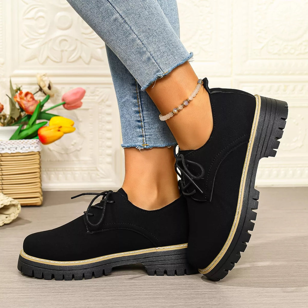 Round Toe Lace-Up Loafers