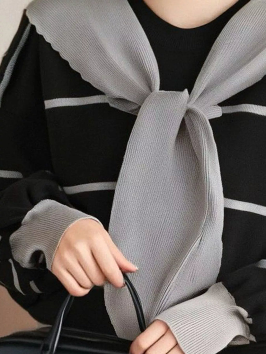 Striped Round Neck Long Sleeve Sweater