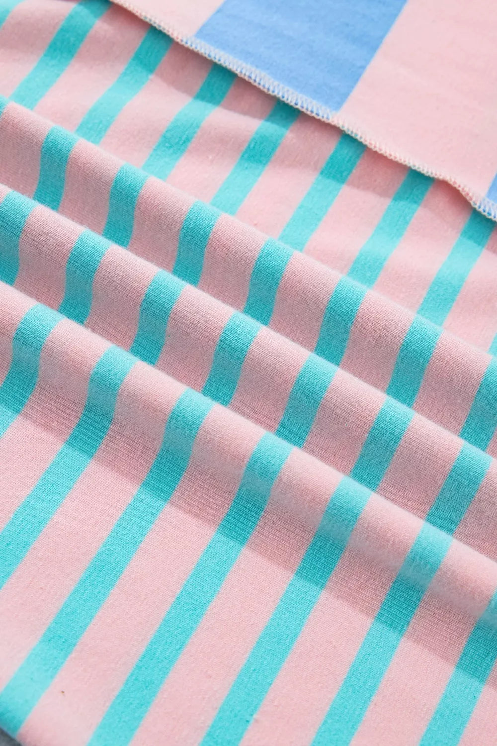 Stripe Exposed Seam Mixed Patchwork Loose Short Set