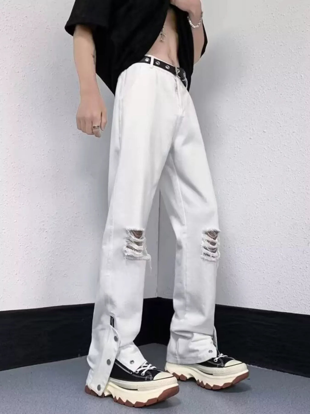 Men's Full Size Distressed Loose Fit Jeans Plus Size