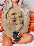 Thankful Repeated Print Drop Shoulder Sweatshirt
