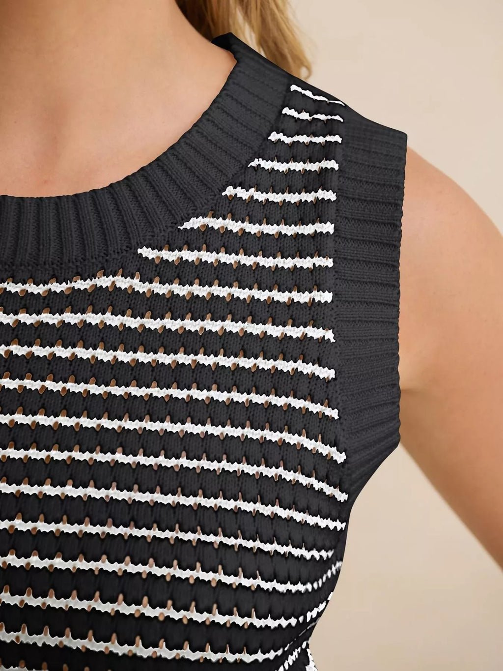 Striped Knit Sweater Vest