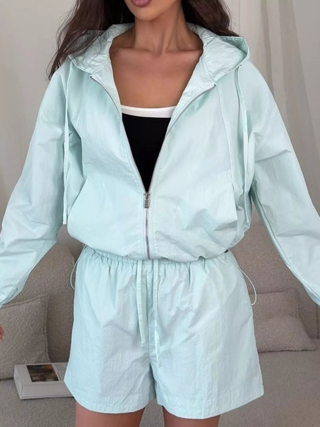 Lightweight Hooded Jacket and Shorts Set