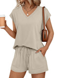 Casual V-Neck T-Shirt and Shorts Set