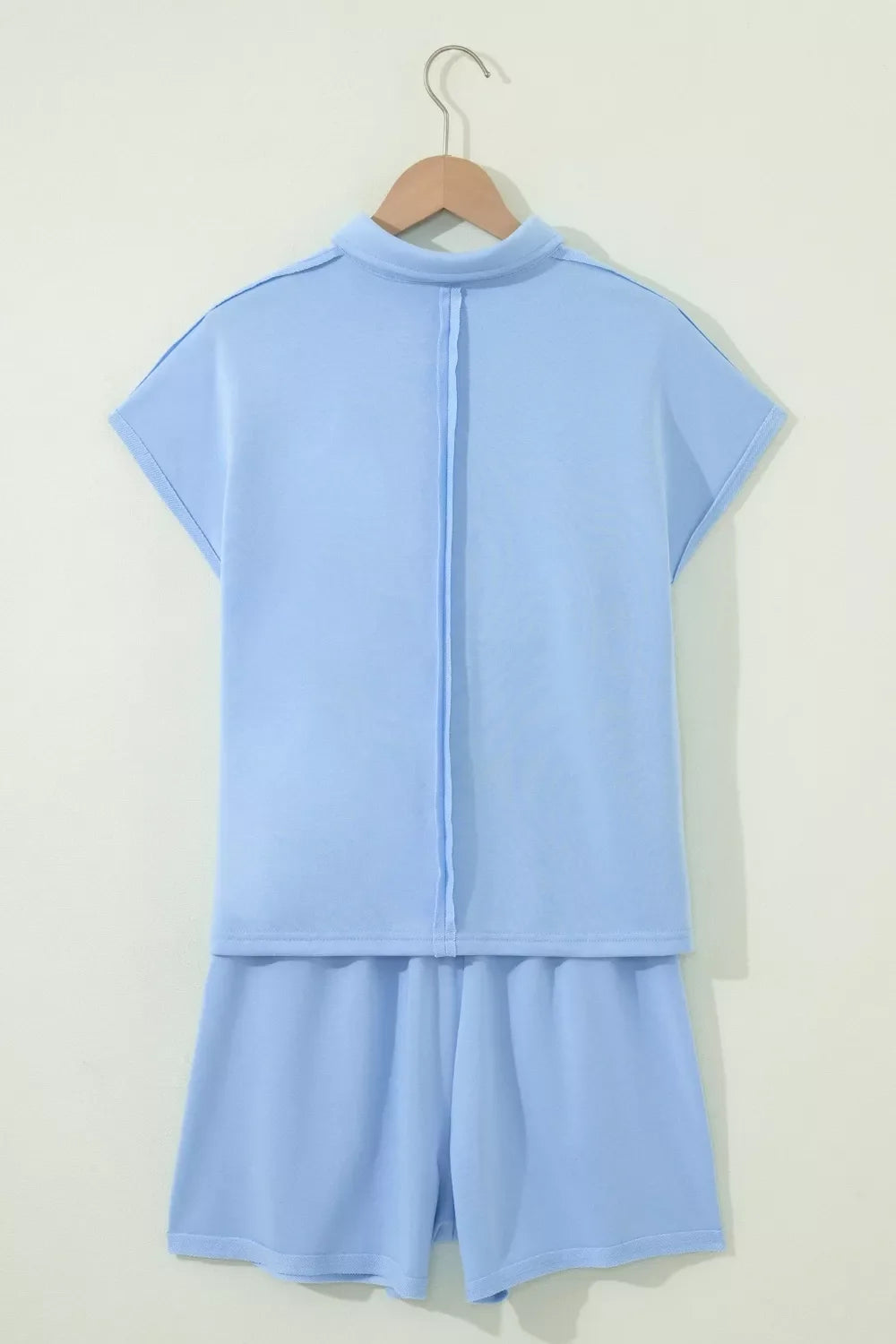 Casual Polo Collar Sleeveless Top and Shorts Set