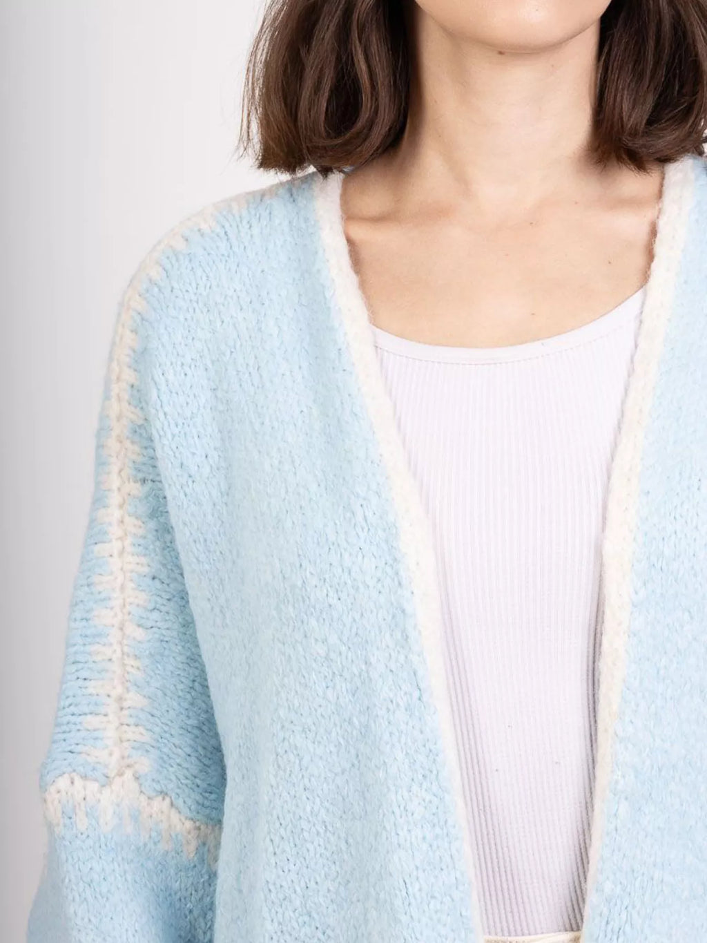 Contrast Trim Open Front Cardigan