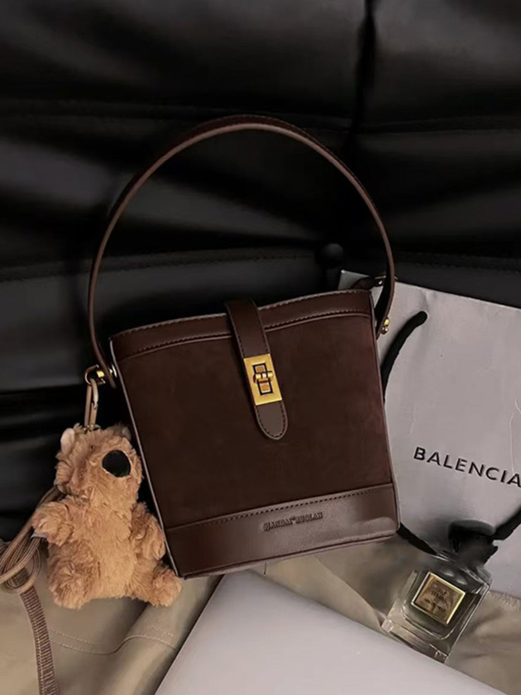 Top Handle Bucket Crossbody Bag