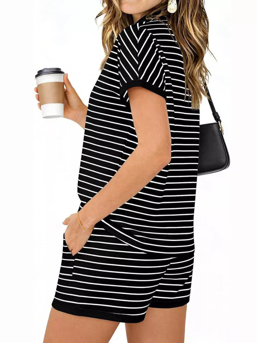 Striped Short Sleeve Polo and Shorts Set