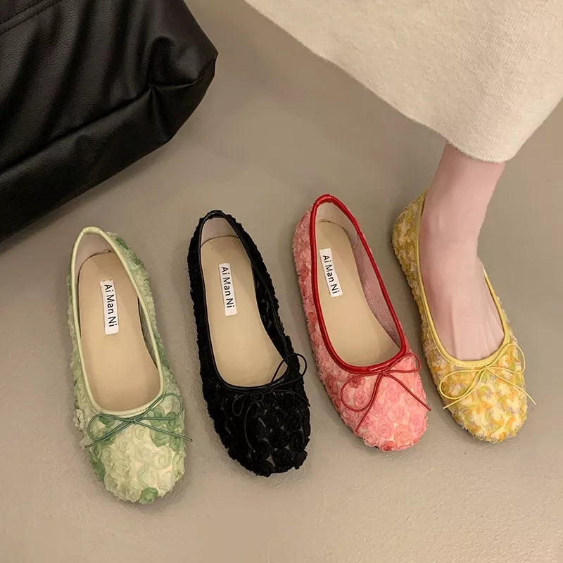 Floral Bow Slip-Ons