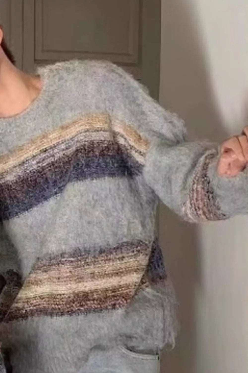 Men's Striped Round Neck Sweater