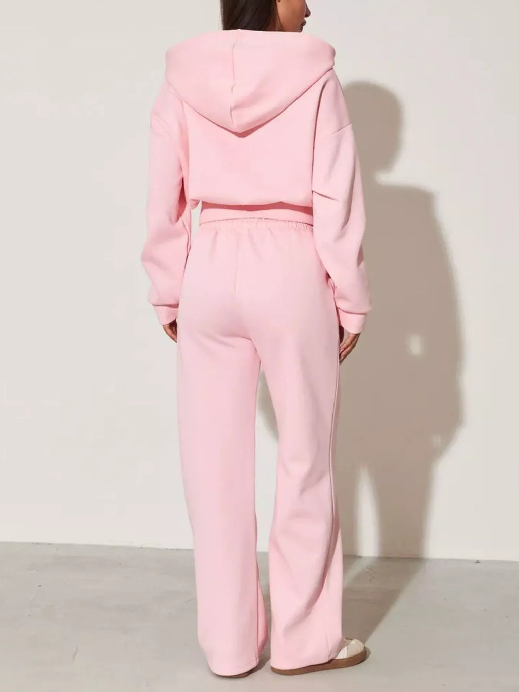 Zip-Up Hoodie and Wide-Leg Pants Set