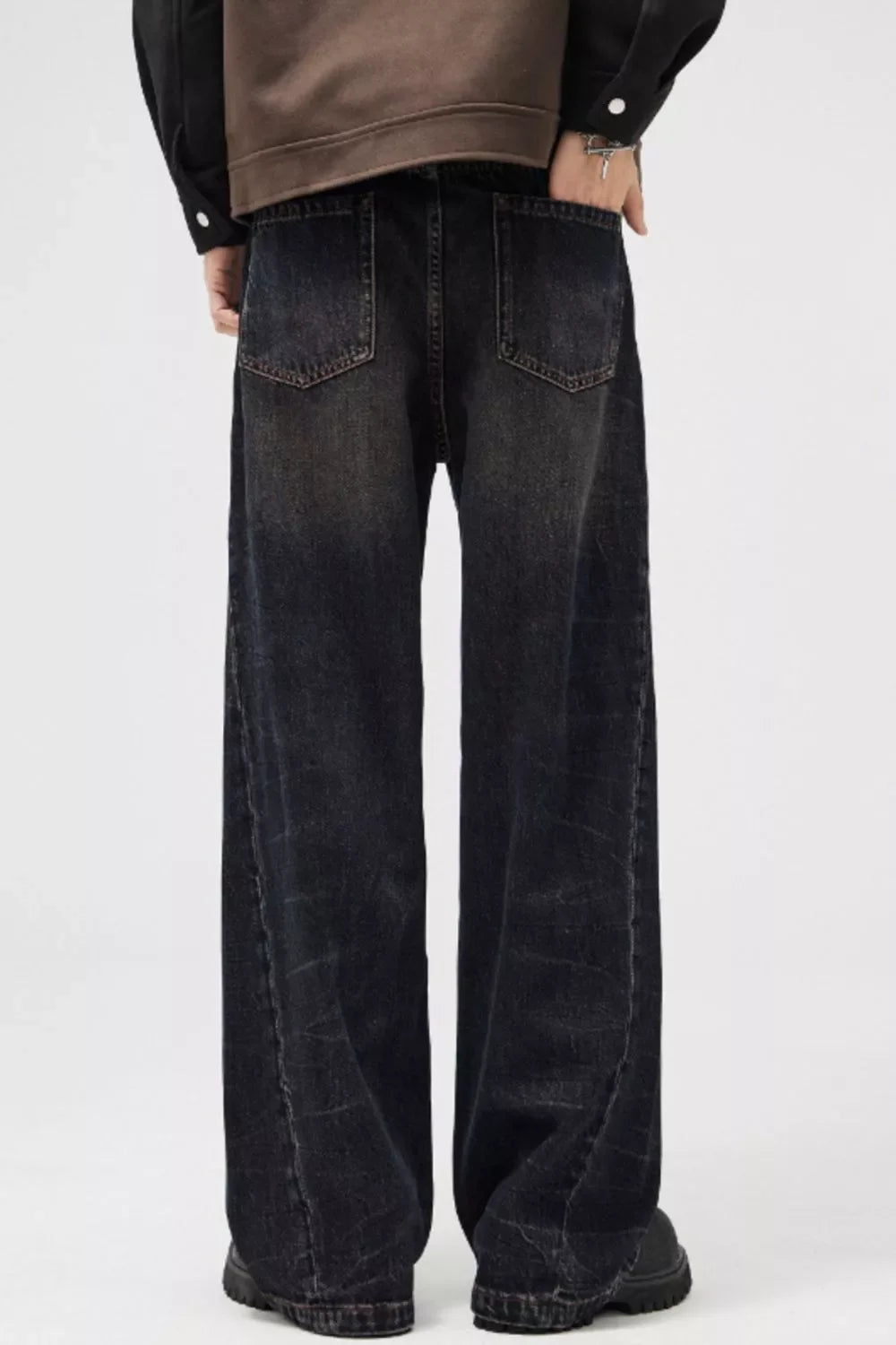 Men's Vintage Wash Wide Leg Jeans