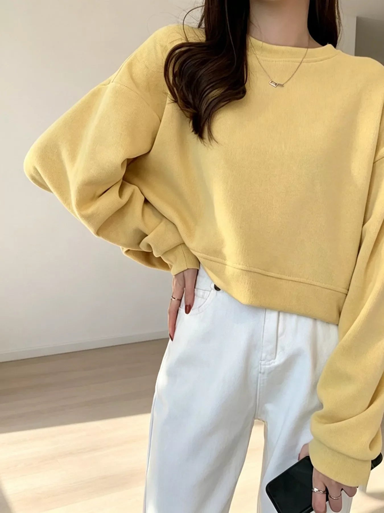Crew Neck  Drop Shoulder Sweatshirt