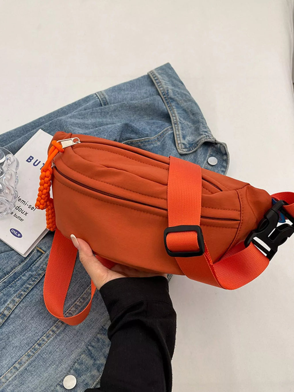 Lightweight Crossbody Bag with Tassel Detail