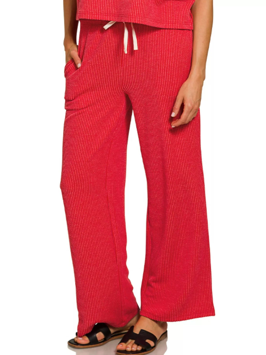 Zenana Raised Rib Short Sleeve Tee & Pants Set