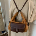 Suede Leather Convertible Backpack Bag with Front Pocket