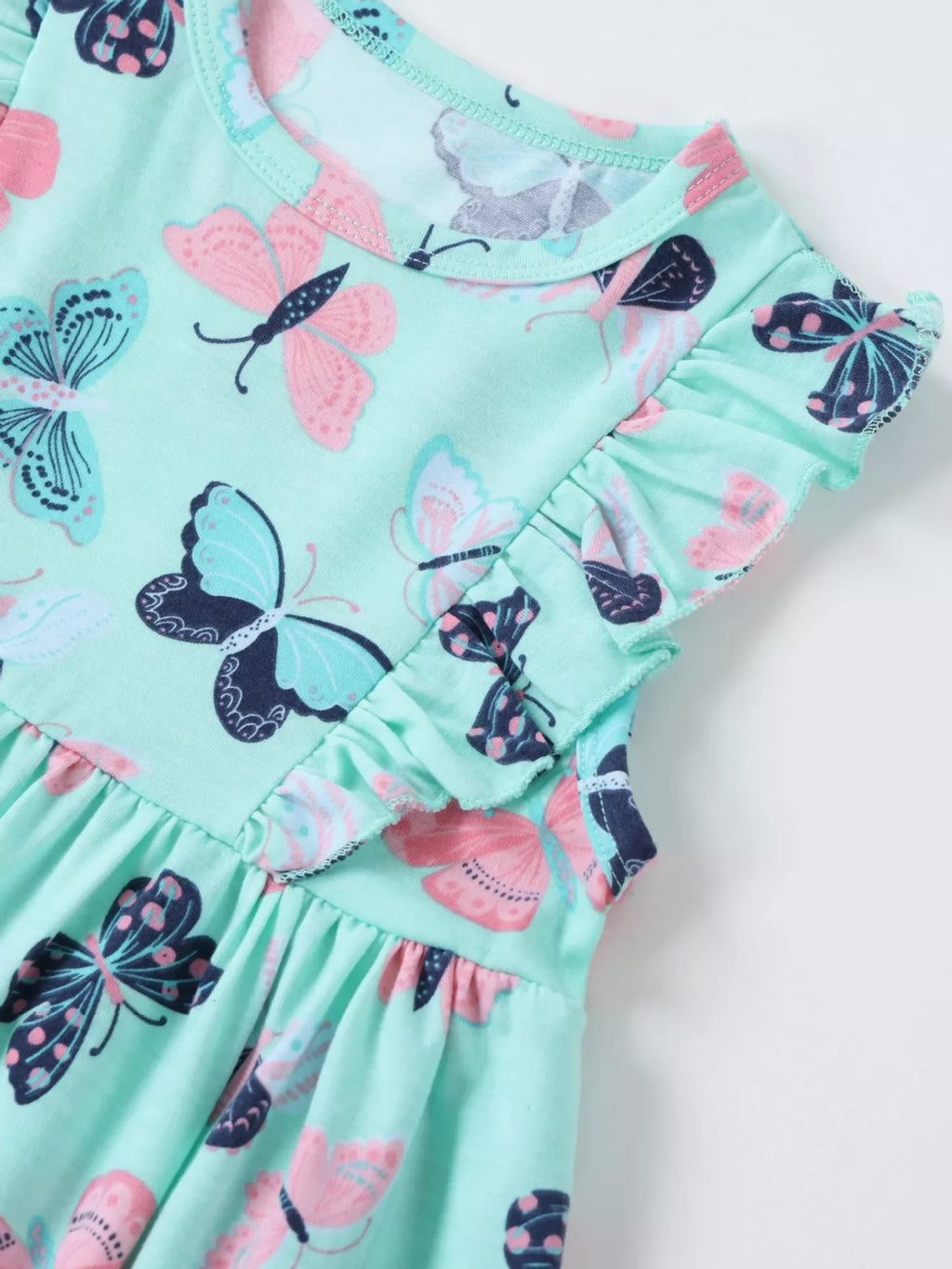 Children's Butterfly Print Ruffle Sleeve Dress