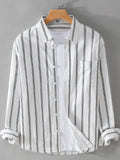 Men's Plus Size Striped Button-Down Shirt