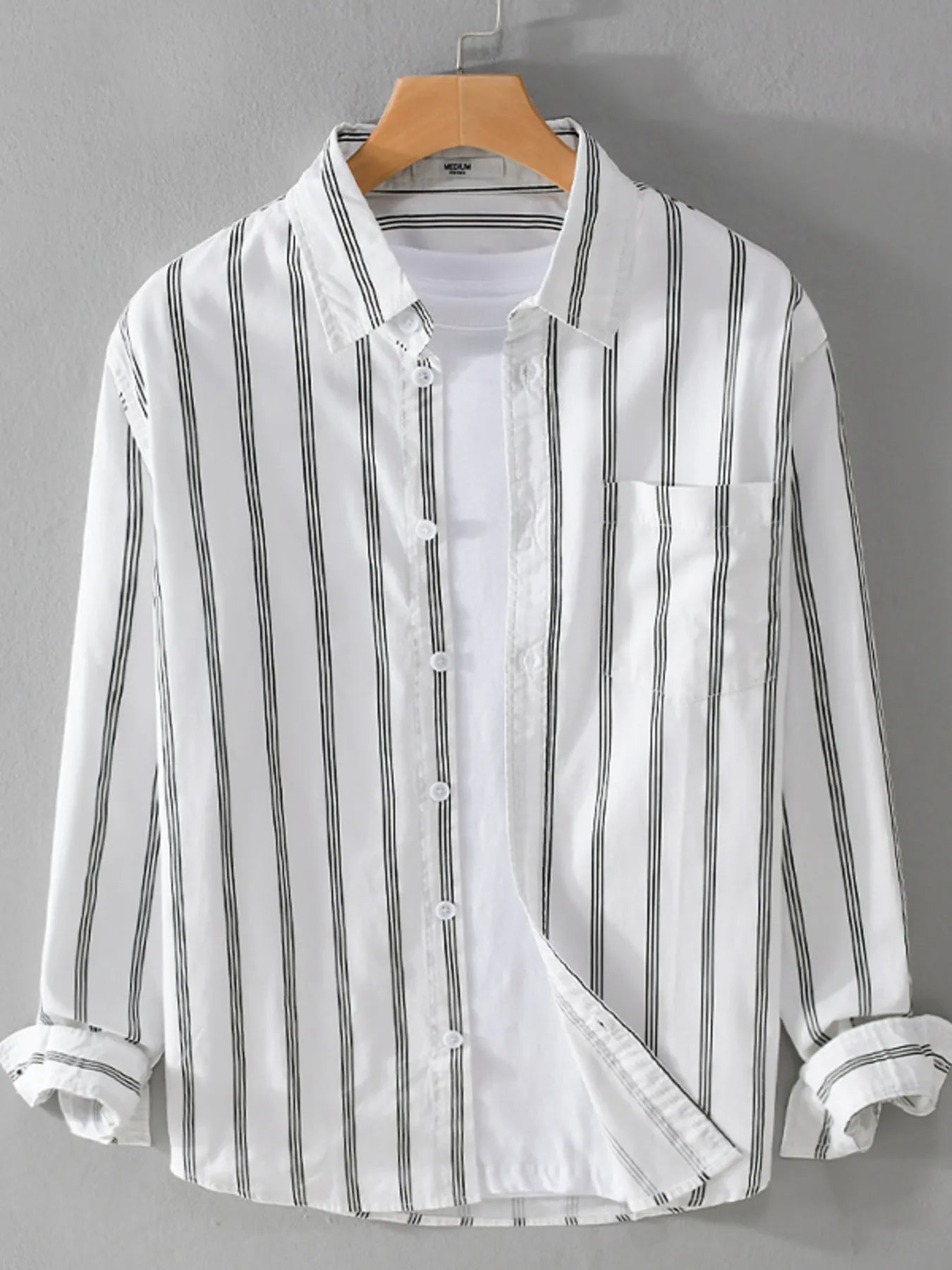 Men's Plus Size Striped Button-Down Shirt