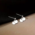 925 Sterling Silver Round Piece Drop Earrings