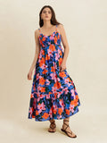 Smocked Back Ruffled Hem Printed Cami Dress