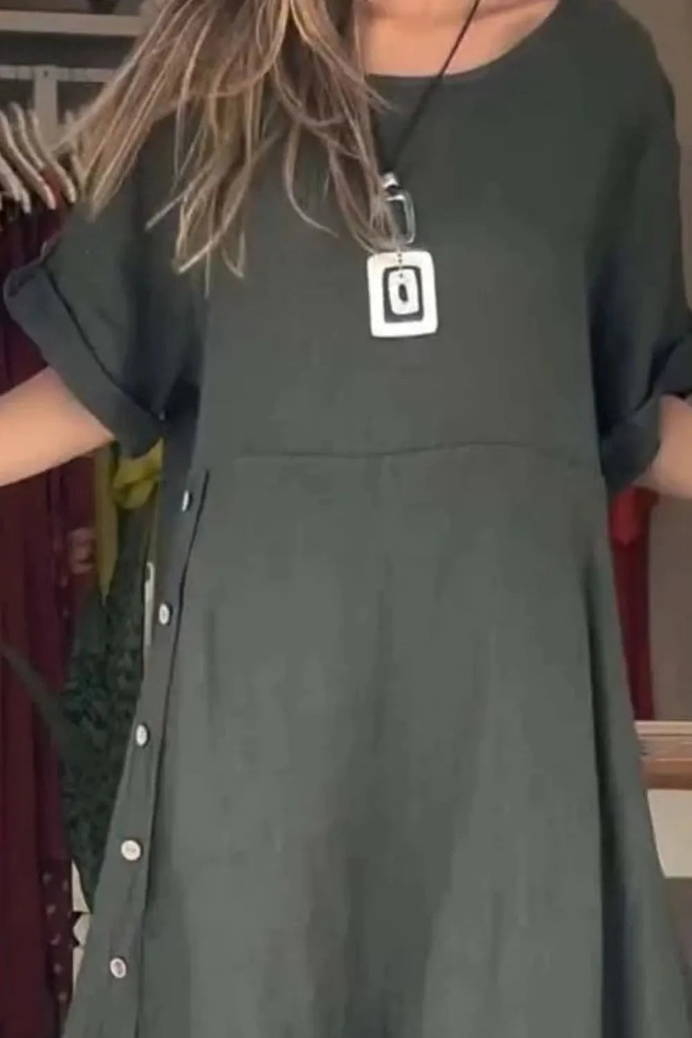 Full Size Relaxed Fit Short Sleeves Dress Plus Size